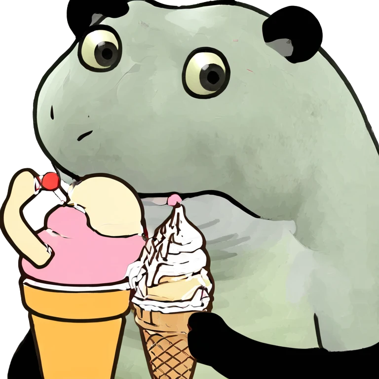 Panda eating ice cream emoji