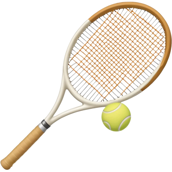 White Tennis racket with beige tennis ball aesthetic  emoji
