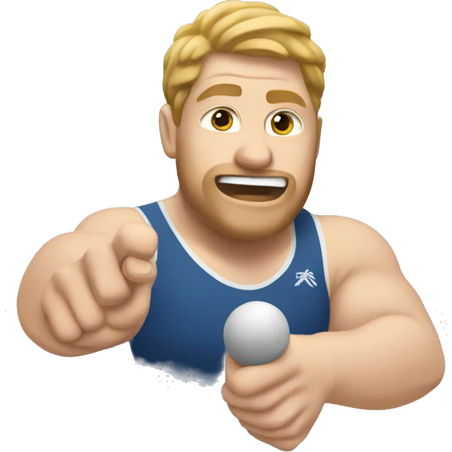 Big  white guy throwing a shotput emoji