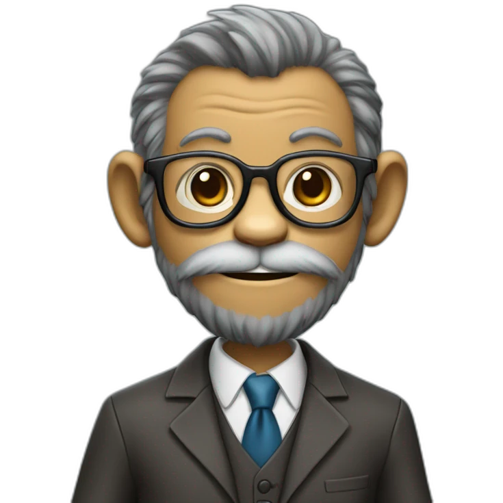 monkey professor with beard, mustace, glasses, suit  playing football emoji
