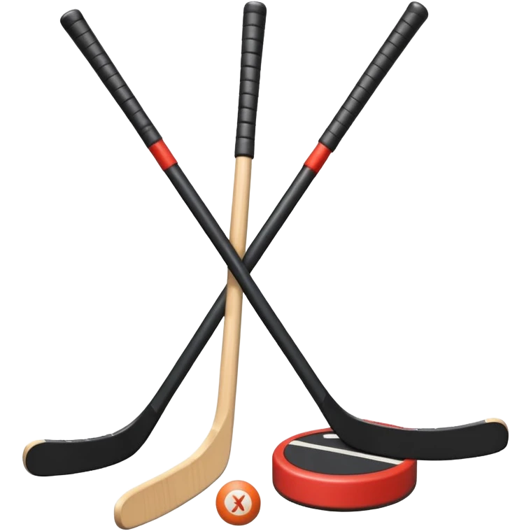 two hockey sticks crossing and a puck emoji