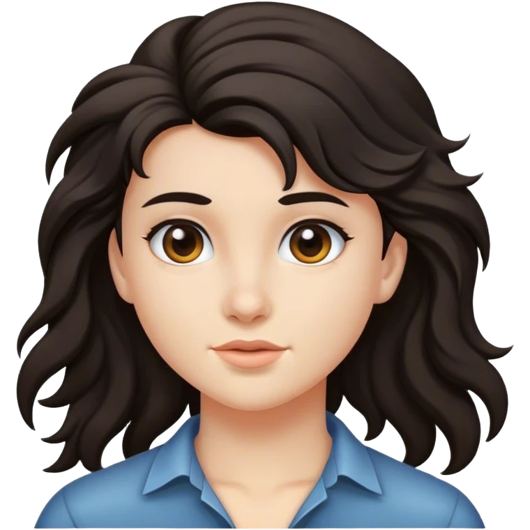 matt girl with mullet wavy dark hair emoji