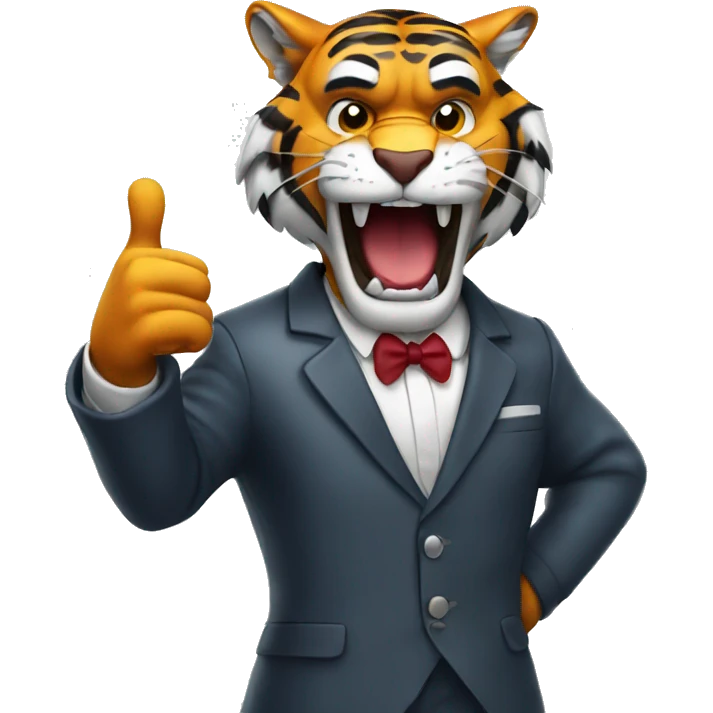 Angry Tiger with suit giving thumbs up emoji