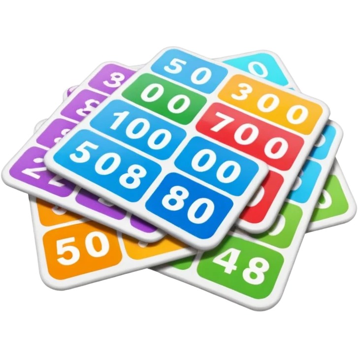 Create 1 blank lottery coupon, clean and colorful, with different header colors and simple grid sections. No numbers, no text emoji