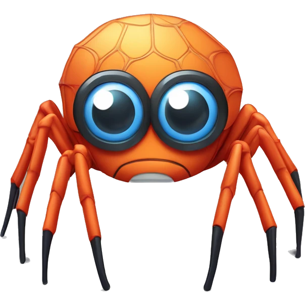 A friendly and cute spider mascot for Data Crawl, a web scraping and AI startup. The spider should have a cheerful face and a non-threatening appearance. It should have a sleek, futuristic design with some elements representing technology and data. emoji