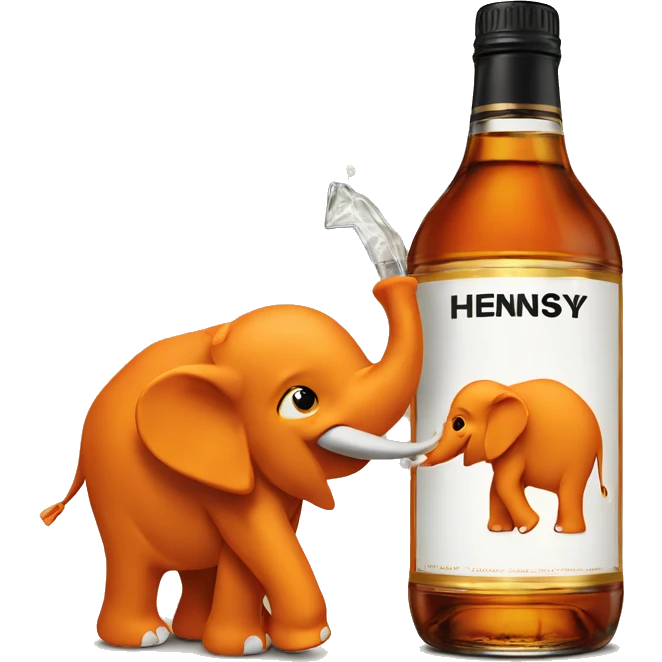 Orange elephant with Hennessy bottle emoji