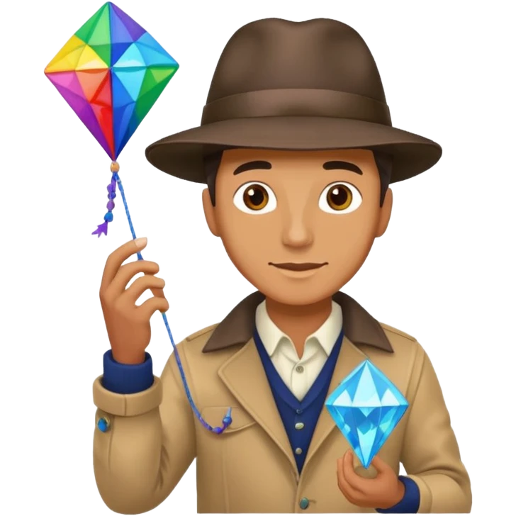 Man with diamond kite,Kite Flyers emoji