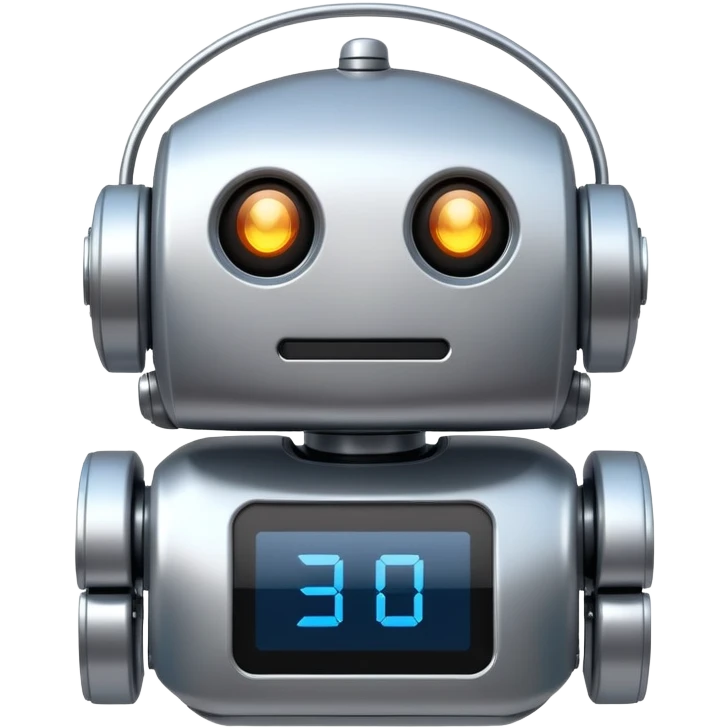 Friendly robot with digital display face emoji