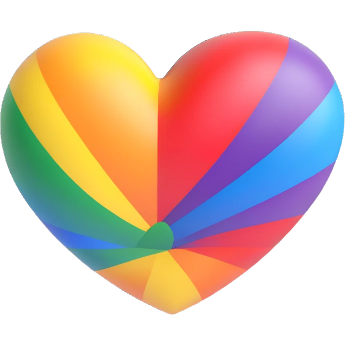 heart in rainbow pride colors, simple and bold, no text emoji