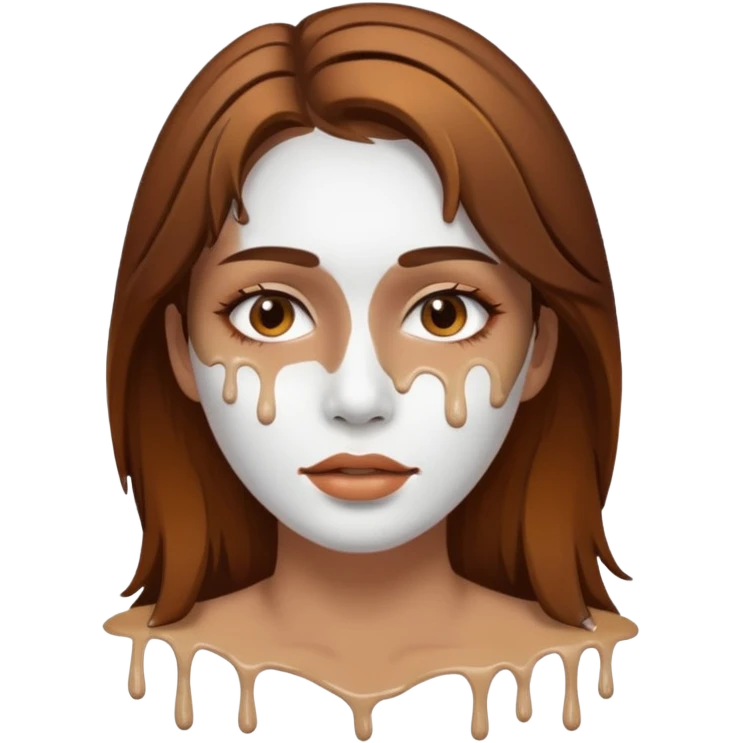 Brown Hair Woman , white paint , drip, face, hot emoji