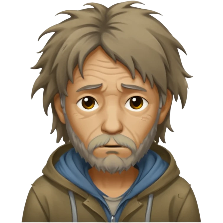 very dirty looking homeless person very very dirty and smelly looking face only emoji