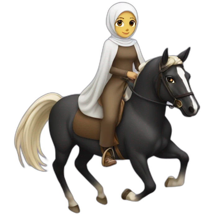 Hijabi riding a horse emoji