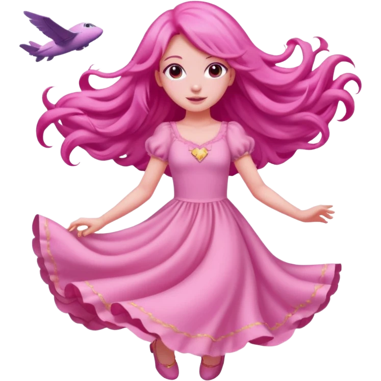 Pink dreamy sky with an flying pink girl in the sky emoji