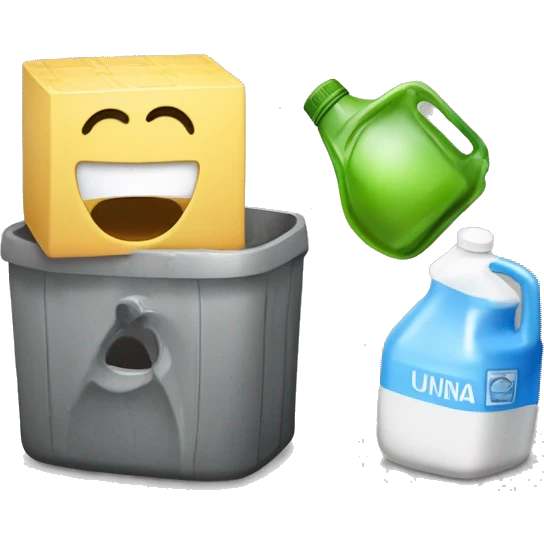 Un cubo de la limpieza, un mocho, una escoba, una bayeta y una garrafa  emoji