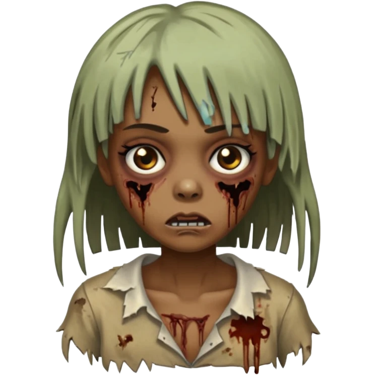 menina zumbi de franja e morena emoji
