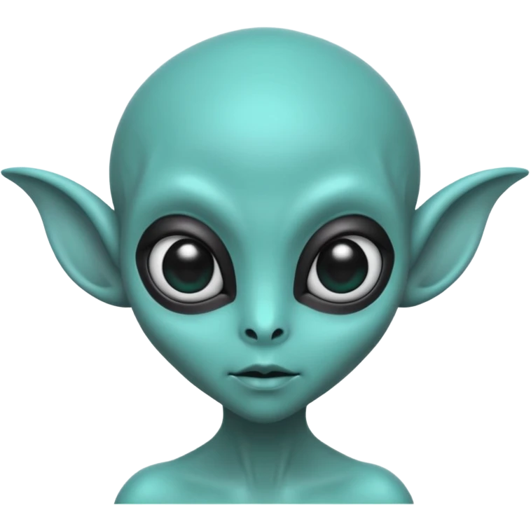 teal alien with two ears and big black eyes emoji