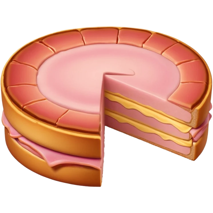 plain round Canadian bacon slice, pink center, golden brown edge emoji