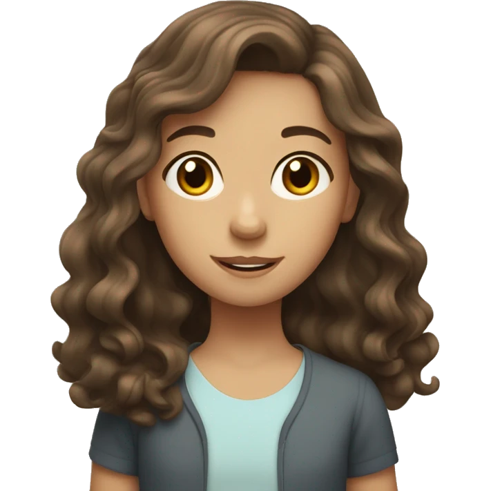 Cute 6th grade girl with wavy brown hair  emoji