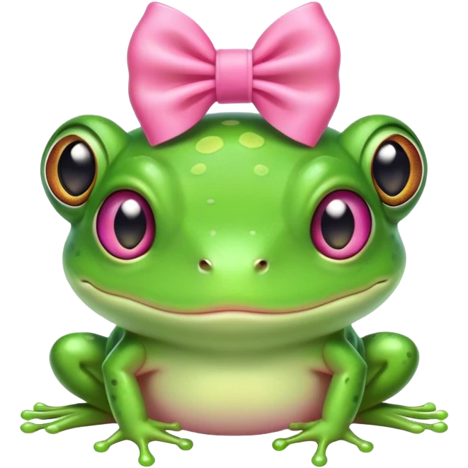 Frog with a pink bow on its head emoji