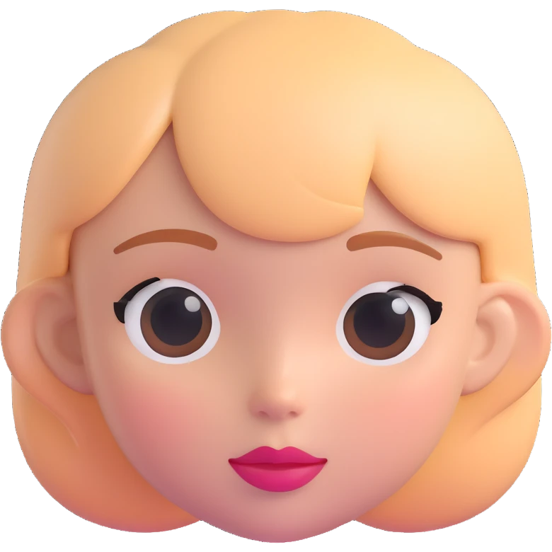 charming girl face emoji, subtle blush, glossy lips, clean and cute emoji