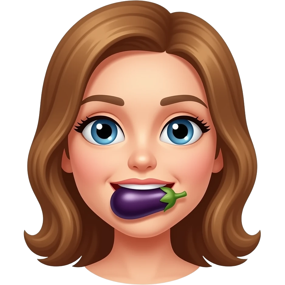 egg plant in female mouth emoji