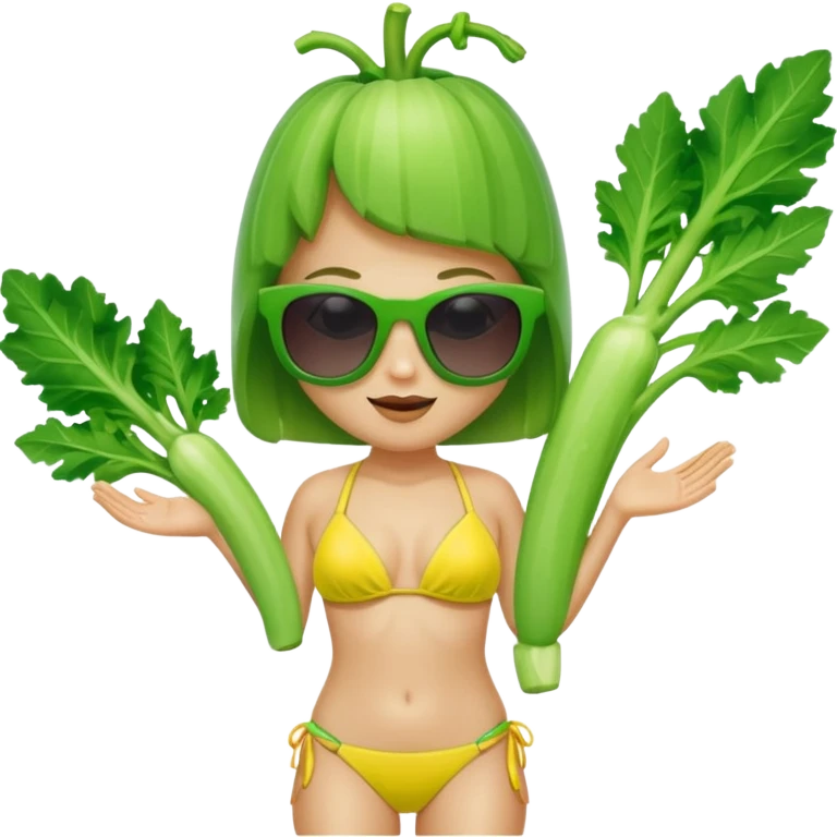 Celery in bikini with sunglasses emoji