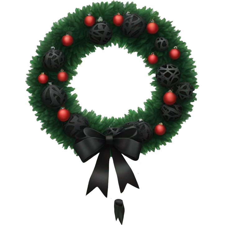 Black Christmas wreath, with blackornaments emoji