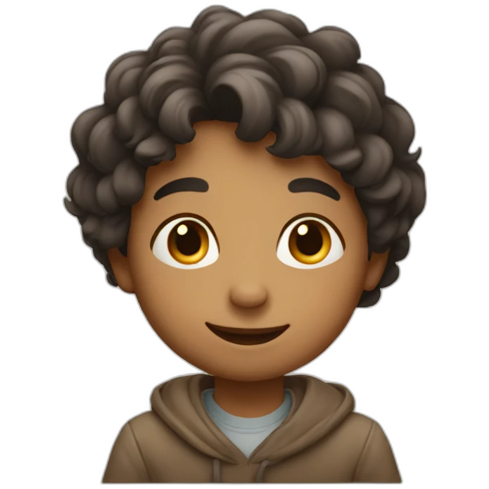 boy in calm and happy face while sitting on table emoji