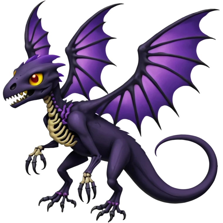Evil Spooky Salandit-Duskull-Noibat-Fakémon-hybrid-creature (full body)  emoji