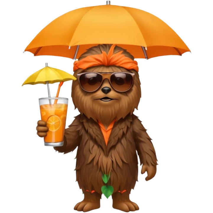 a wookiee wearing sunglasses drinking a tropical drink emoji