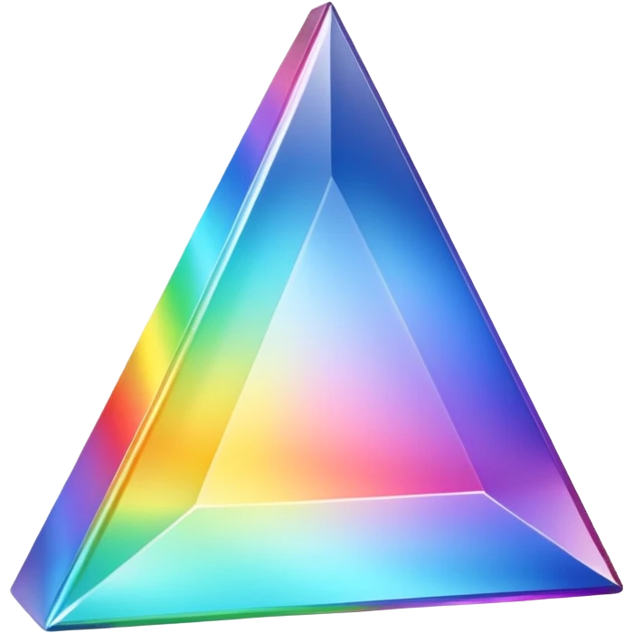 A 3d, not to detailed rainbow prismatic triangular prism. emoji