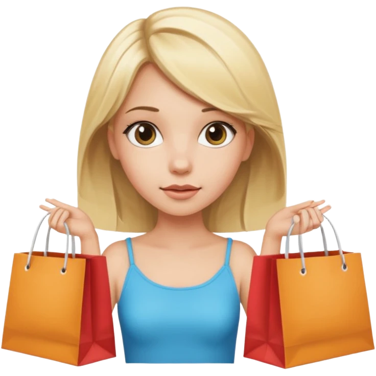 Cozy girl looking left and right between two shopping bags, playful puzzled expression — can’t decide between two options emoji