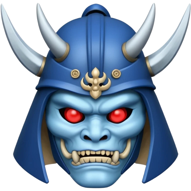 blue oni with samurai helmet face emoji