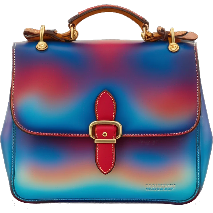 Realistic isolated iridescent red to blue color shift ombre dooney and bourke satchel purse.  emoji