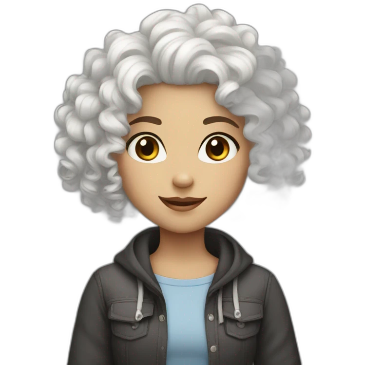 white curly hair girl funny emoji