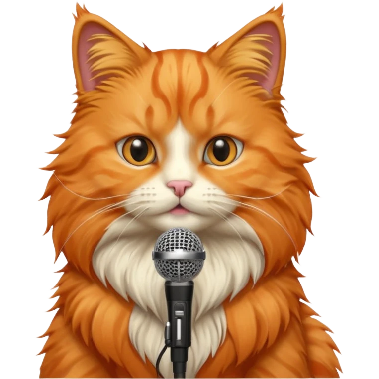 orange cat holding microphone emoji