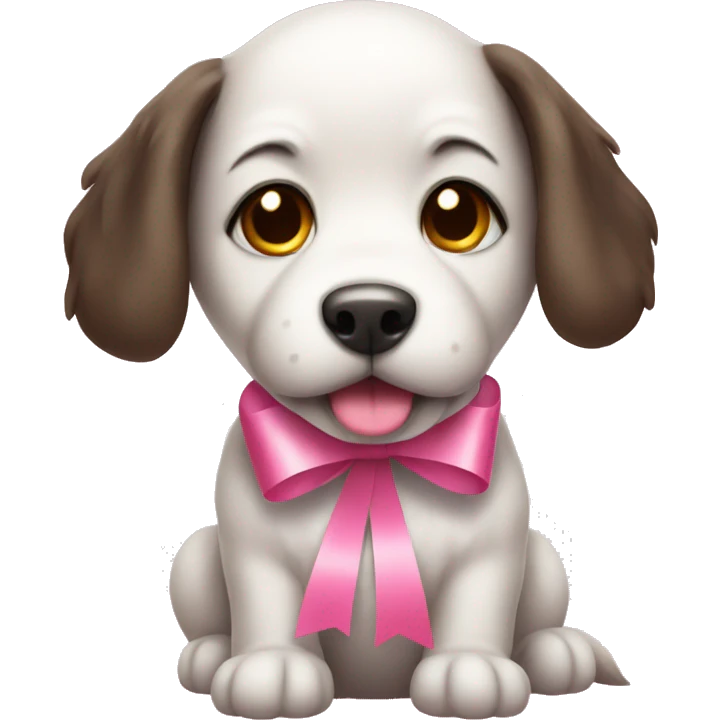 Cute dog with pink ribbon  emoji
