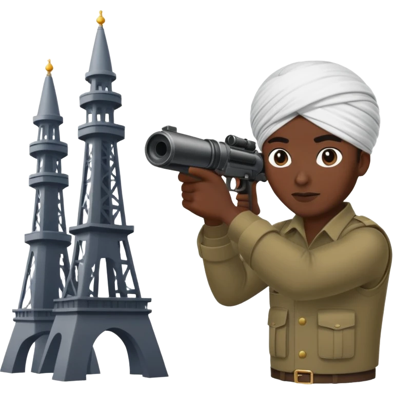 Black man wearing turban shooting at towers emoji