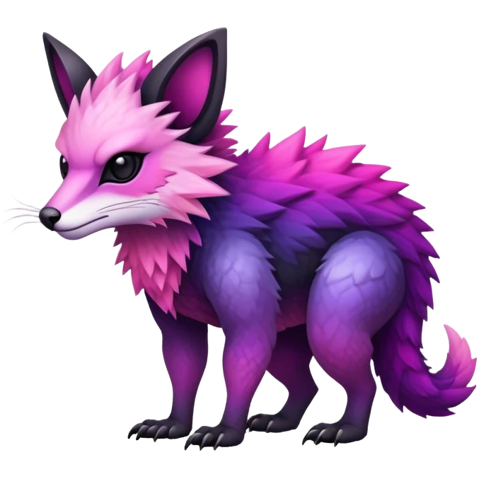 Cool Edgy Black-pink-purple-gradient badass Fionbri-Vernid-Trico-animal-creature full bodyd emoji