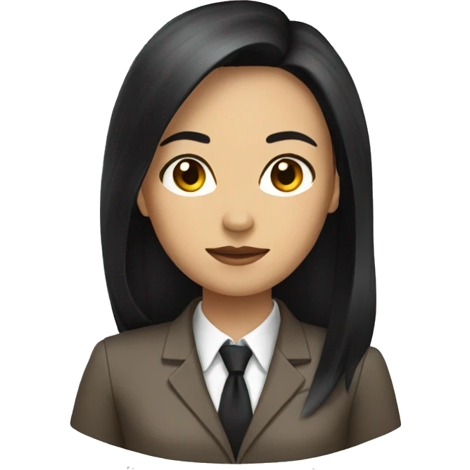 Female defense attorney with long black hair with brown suit emoji