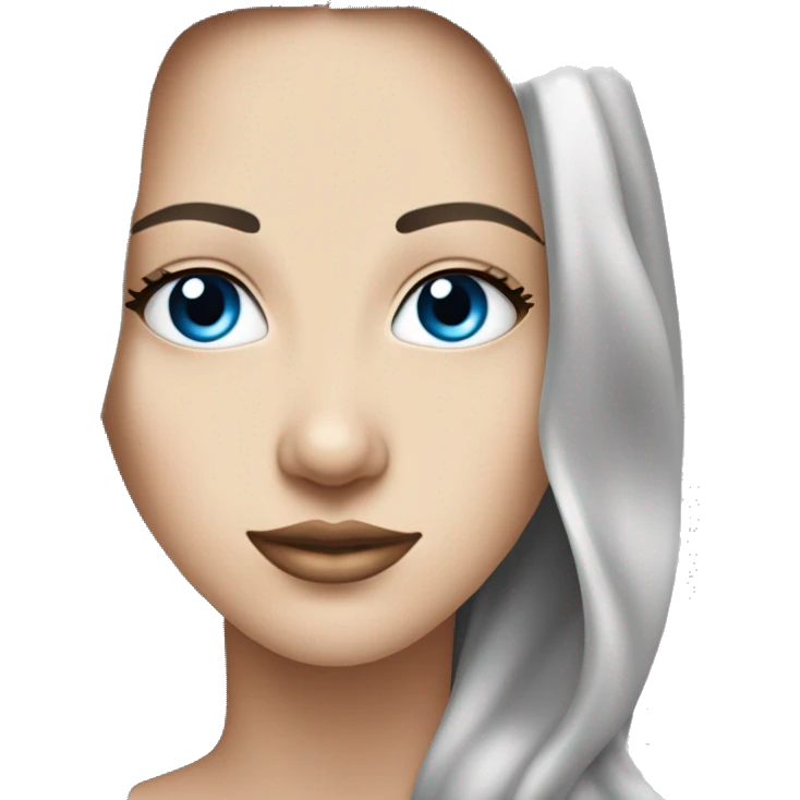 lange schwarze glatte offene  haare, weiße hautfarbe, weiblich, blaue augen emoji
