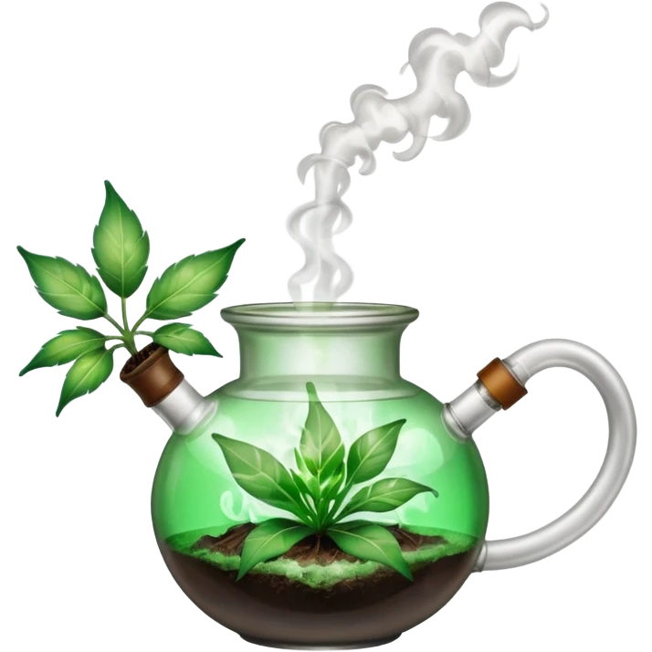 A bong with a freshly packed bowl that is lit and smoking  emoji