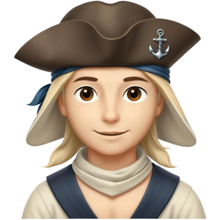 Clash of Clans aesthetic: Beautiful and Majestic Pirate Portrait Emoji, Rendered in serene confidence with a gentle, enigmatic smile and a regal tricorn hat, showcasing a distinguished, weathered build with a timeless bandana and soft, wise eyes in natural skin tone, Simplified yet exquisitely endearing features, highly detailed, glowing with a soft, drowsy maritime light, high shine, calm and heroic, stylized with an air of legendary seafaring elegance, soft glowing outline, capturing the essence of a majestic pirate whose noble spirit inspires epic adventures! emoji