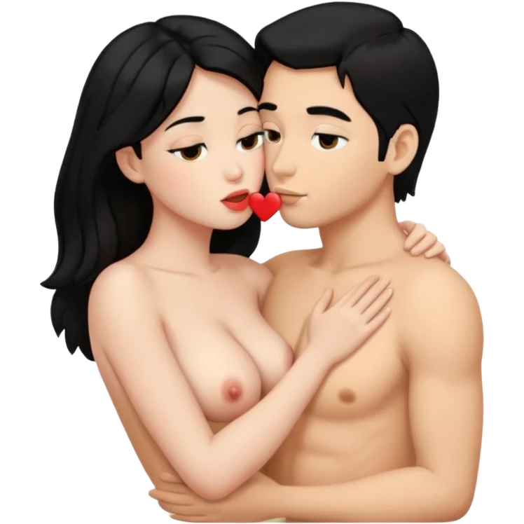 fully naked couple sex emoji man Kissing & holding boobs couple have black hair emoji