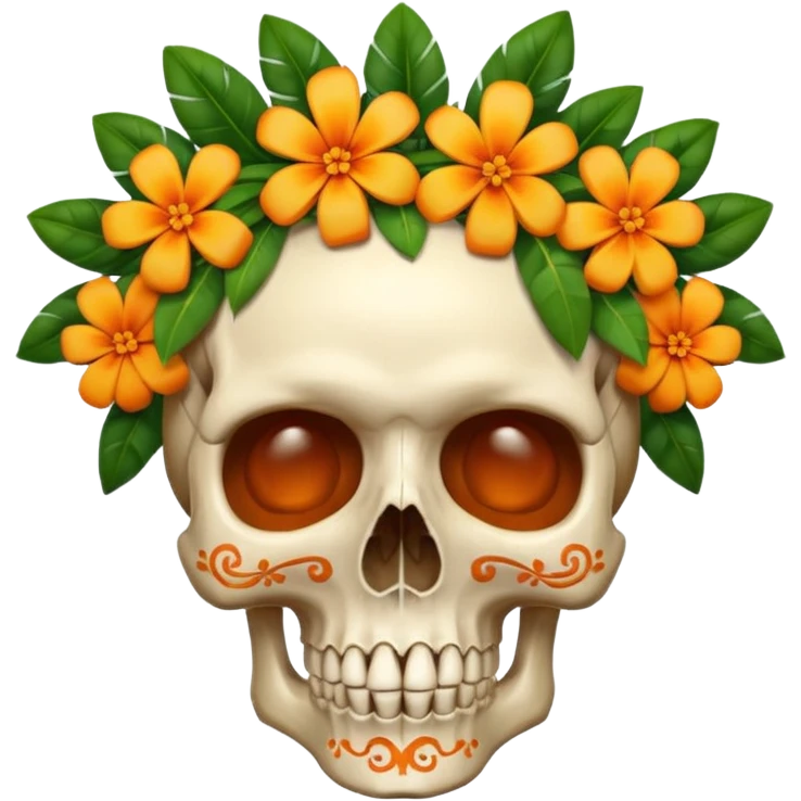 mango skull with a flower crown emoji