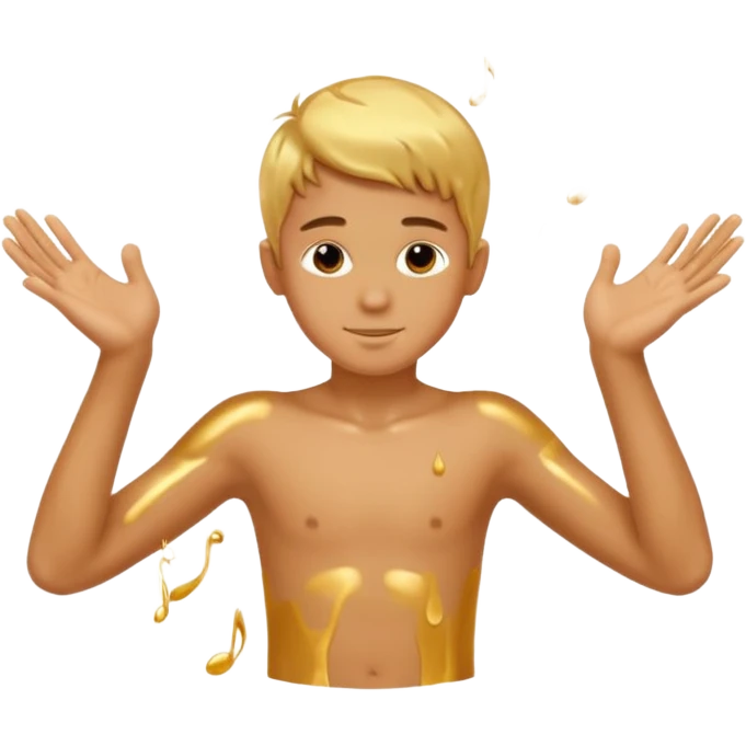 Golden liquid around the dancing boy hands without body just hands emoji