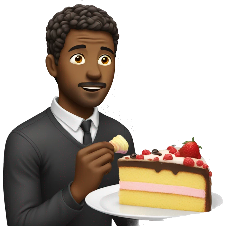 Man eating cake emoji