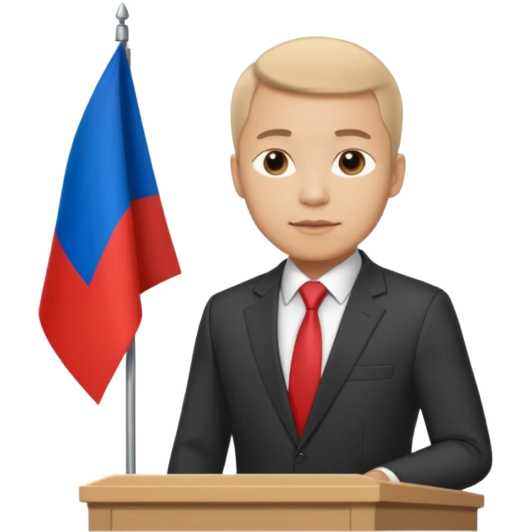 a male politician in a business suit with a Russian flag emoji