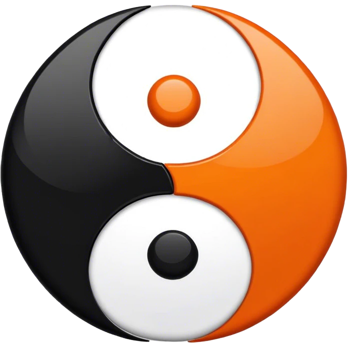 Orange and black ying yang emoji
