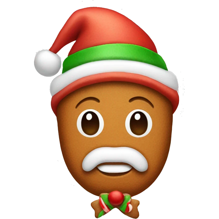 Gingerbread man wearing a Christmas hat emoji